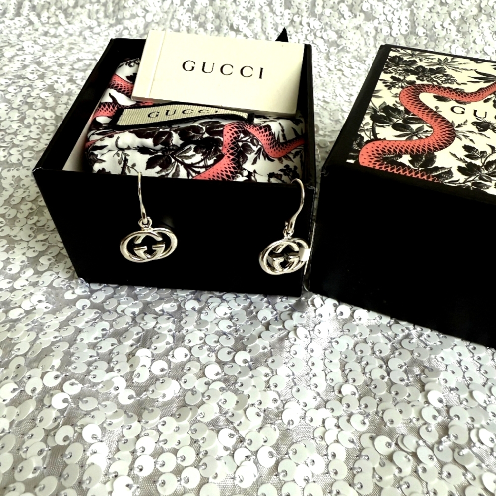 ❌️SOLD❌️NWT‼️Gucci Britt Double G Drop Earrings Sterling Silver AG925